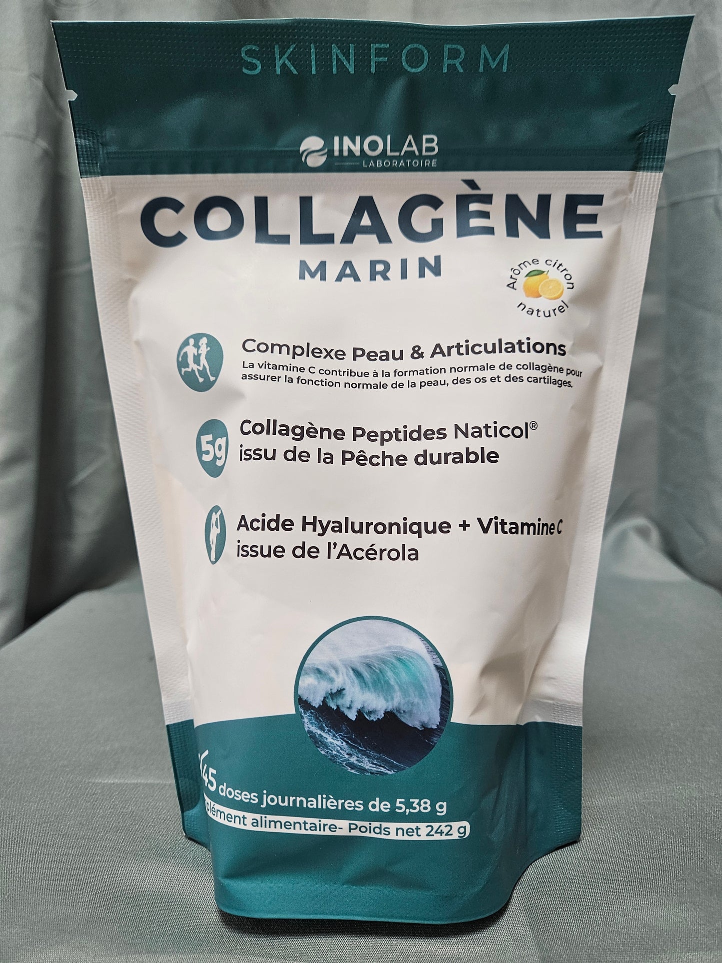 Collagène marin poudre 45 jours saveur citron inolab