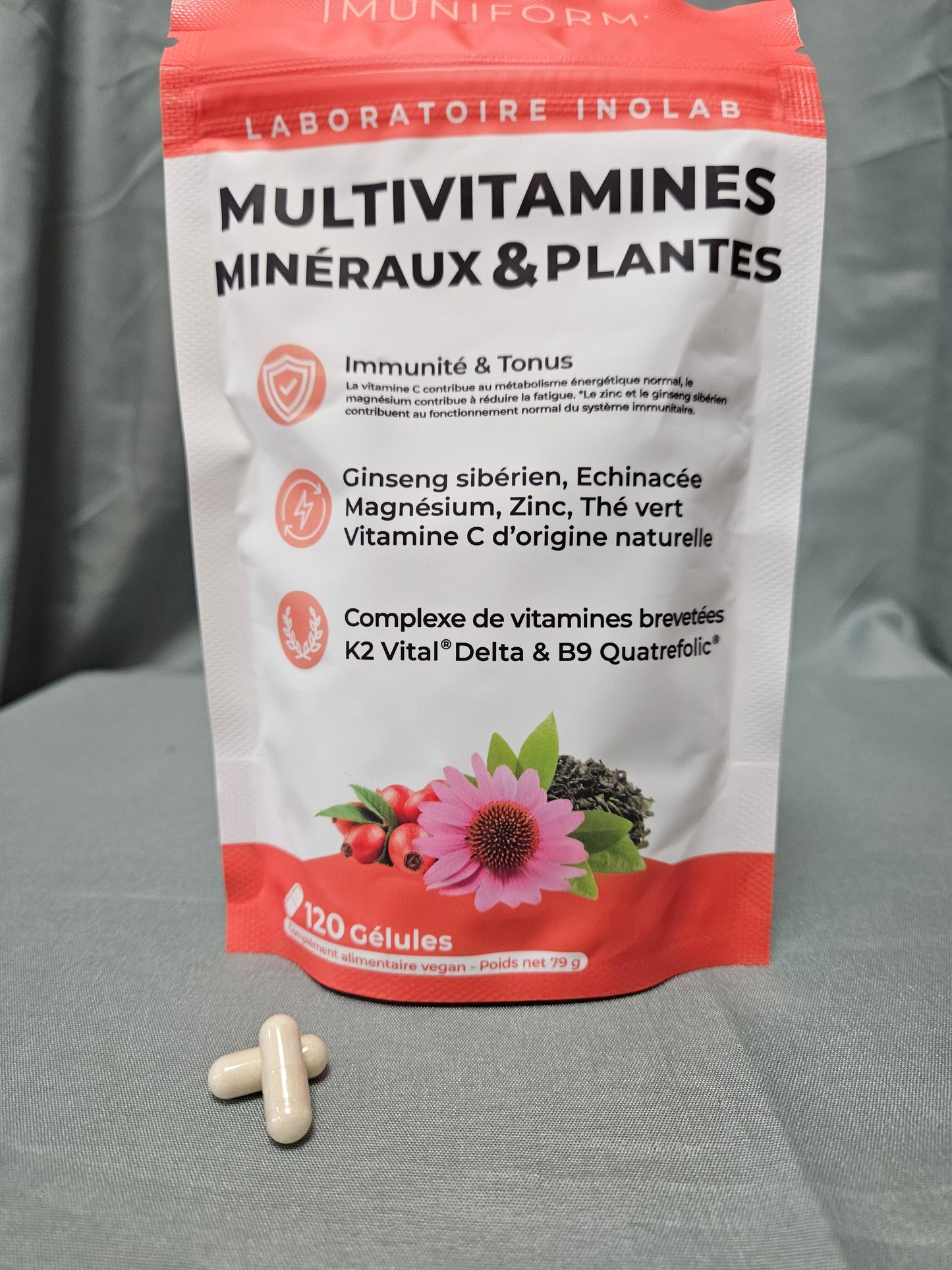 Multi vitamines, minéraux et plantes vitalité 120 gélules inolab Ma boutique