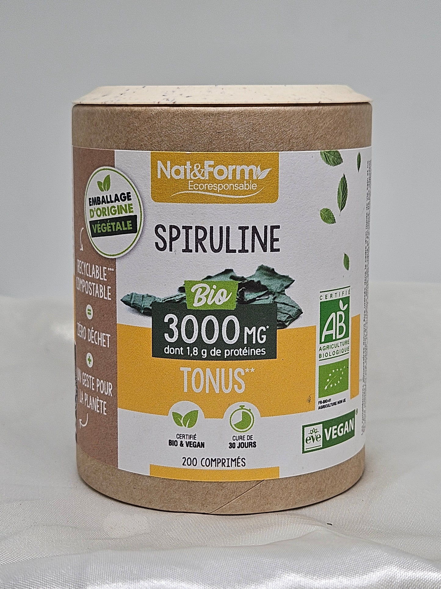 Spiruline 200 comprimés nat et form La farigoule mille et une plante