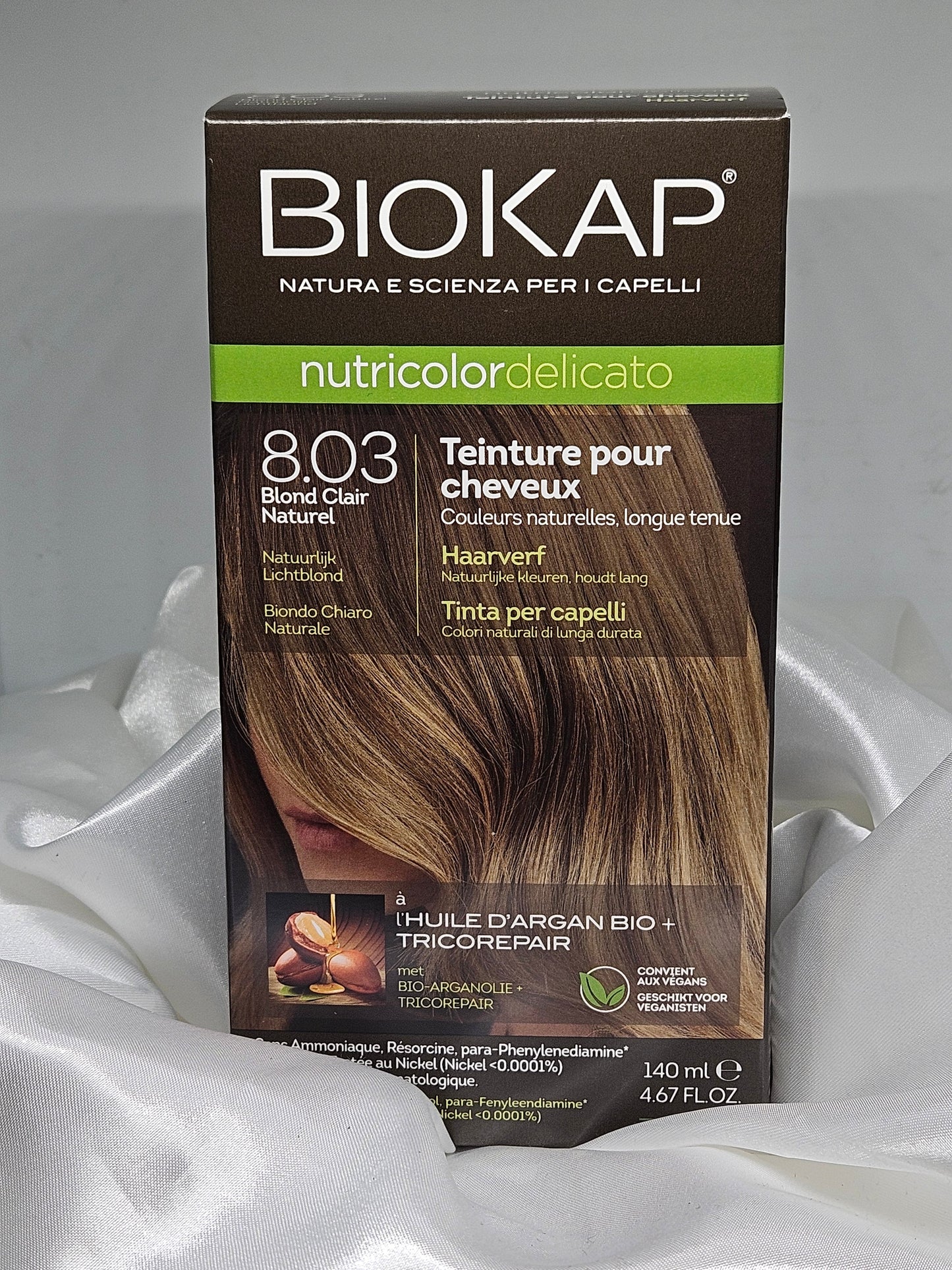 Coloration 8.03 blond clair naturel biokap La farigoule mille et une plante