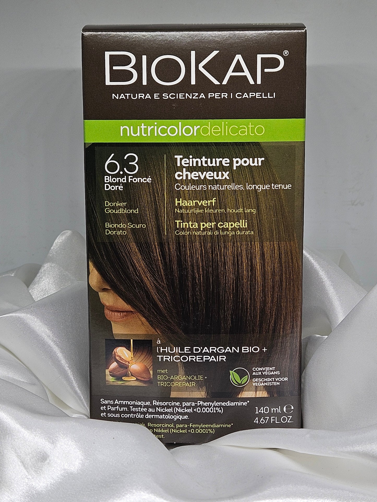 Coloration 6.3 blond foncé doré biokap La farigoule mille et une plante