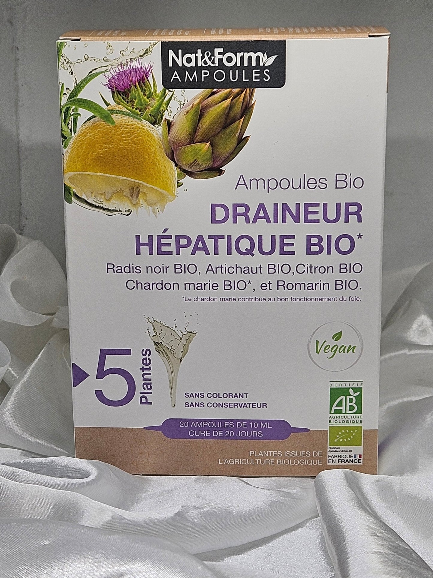 Draineur hépatique 20 ampoules nat et form - La farigoule mille et une plante