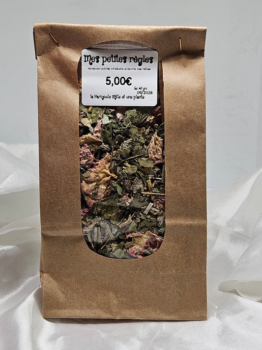 Mes petits règles ( framboisier achillée millefeuille Alchemille melisse rose ) 40 grs - La farigoule mille et une plante