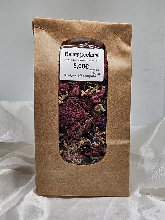 Fleurs pectoral violette coquelicot bouillon blanc mauve 50 grs
