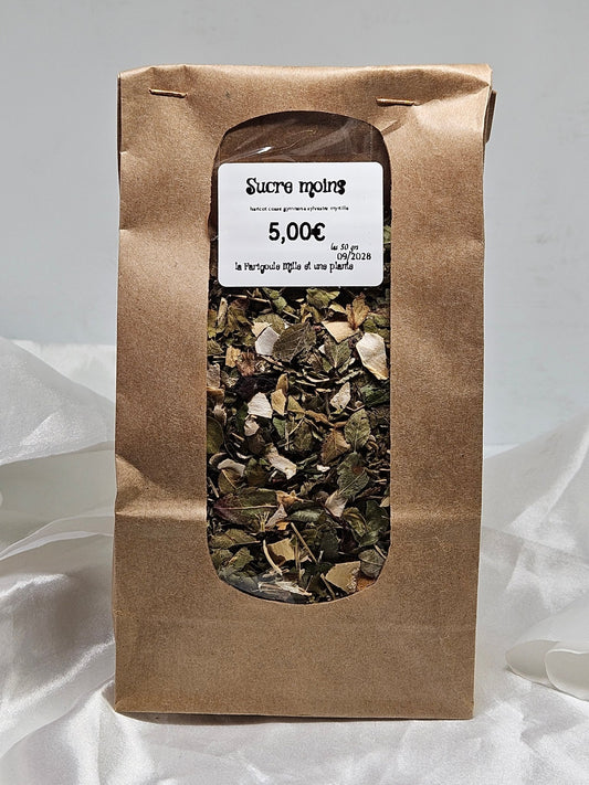 Sucre moins ( haricot cosse gymnena sylvestre myrtille ) 50 grs - La farigoule mille et une plante